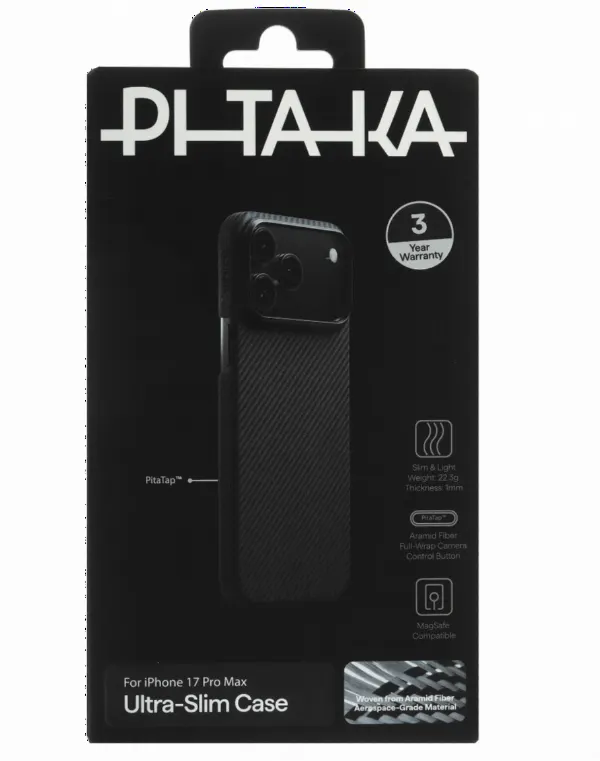 Чехол Pitaka Ultra-Slim для iPhone 17 Pro Black/Gray