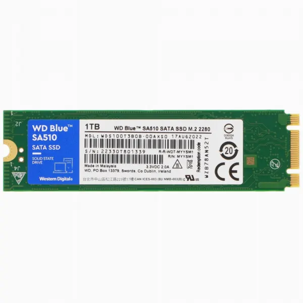 Накопитель SSD 1Tb WD Blue (WDS100T3B0B) M.2 SATA 2280