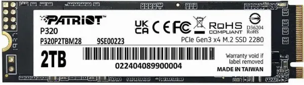 Накопитель SSD 2Tb Patriot P320 (P320P2TBM28) M.2 PCI-E x4 2