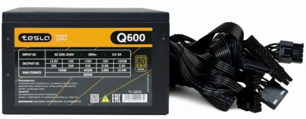 Блок питания 600W TESLA Q600 24+4+4pin, 120mm, 80+, ATX