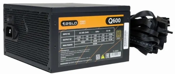 Блок питания 600W TESLA Q600 24+4+4pin, 120mm, 80+, ATX