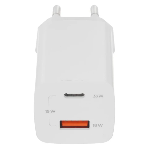 СЗУ USB/Type-C Deppa 11432 (33W, QC3.0, PD3.0, 2 порта, GaN) Белый 
