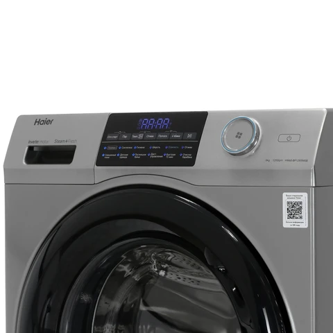 Стиральная машина Haier HW60-BP12959ASE Silver инвертор, 6кг, 39.4см, черн. люк, сенс. дисплей 
