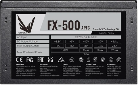 Блок питания 500W Formula FX-500 24+4+4pin, 120mm, ATX 