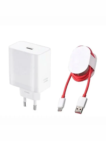 СЗУ USB для OnePlus/OPPO/Realme/Vivo (100W, SuperVOOC, кабель Type-C) Белый