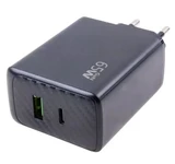 СЗУ USB/Type-C GaN (65W, QC3.0, PD, 2 порта) Черный