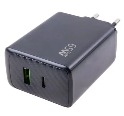 СЗУ USB/Type-C GaN (65W, QC3.0, PD, 2 порта) Черный 