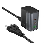 СЗУ USB/Type-C Hoco CS76A (70W, QC3.0, PD, 3 порта, с сетевым кабелем) Черный