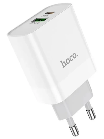 СЗУ USB/Type-C Hoco C80A (20W, QC3.0, PD, 2 порта,) Белый