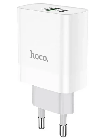 СЗУ USB/Type-C Hoco C80A (20W, QC3.0, PD, 2 порта,) Белый 