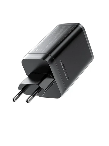 СЗУ USB/Type-C Acefast A111 (67W, QC3.0, PD, 2 порта, GaN, выдвижной кабель Type-C) Черный