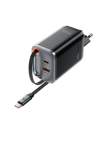 СЗУ USB/Type-C Acefast A111 (67W, QC3.0, PD, 2 порта, GaN, выдвижной кабель Type-C) Черный 