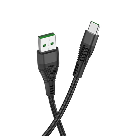 Кабель USB - Type-C Hoco U53 (5A, оплетка нейлон, 1.2 м) Черный 