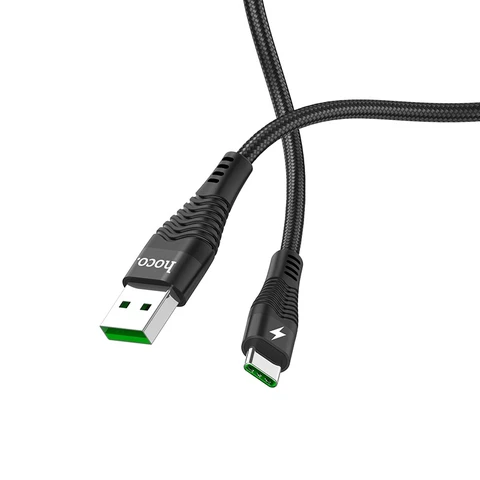 Кабель USB - Type-C Hoco U53 (5A, оплетка нейлон, 1.2 м) Черный