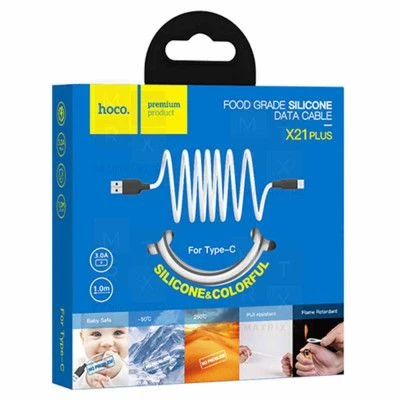 Кабель USB - Type-C Hoco X21 Plus (3A, силикон, термостойкий) Белый