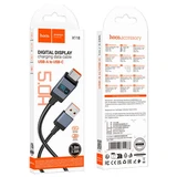 Кабель USB - Type-C Hoco X118 (5А, оплетка нейлон, с дисплеем) Черный
