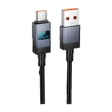Кабель USB - Type-C Hoco X118 (5А, оплетка нейлон, с дисплеем) Черный