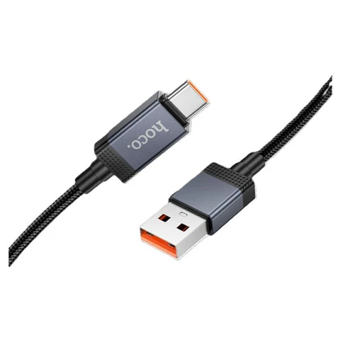 Кабель USB - Type-C Hoco X118 (5А, оплетка нейлон, с дисплеем) Черный 