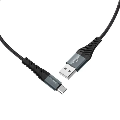 Кабель USB - Type-C Hoco X38 (3А, оплетка нейлон) Черный 