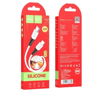 Кабель Type-C - Type-C Hoco X82 (3A, 60W, PD, оплетка силикон, термостойкий) Черный