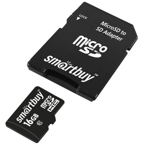 Карта памяти MicroSDHC 16GB Class 10 Smartbuy UHS-I + SD адаптер
