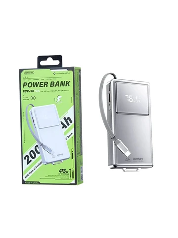 Внешний Аккумулятор (Power Bank) Remax FCP-30 20000 mAh (45W, PD, Type-C, встроенный кабель Type-C, 