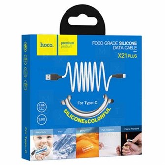 Кабель USB - Type-C Hoco X21 Plus (3A, силикон, термостойкий) Белый НФ-00000427