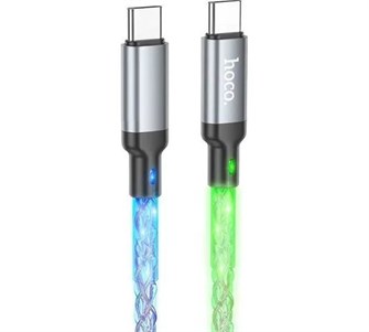 {{photo.Alt || photo.Description || 'Кабель Type-C - Type-C Hoco U112 (3A, 60W, PD, прозрачный, светодиодный) Серый'}}