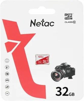 Карта памяти MicroSDHC 32GB Class 10 Netac P500 Eco без адаптера НФ-00001724